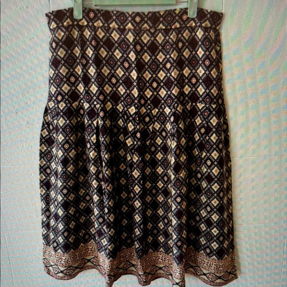 A-line Black and Cream Patterned Women's Skirt